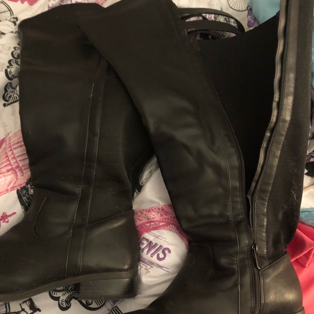 Almost new faux leather over the knee boots